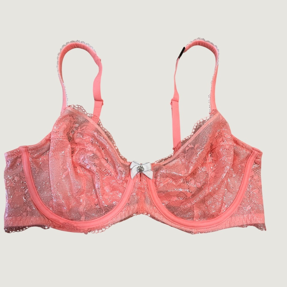 NWT Victoria's Secret Body By Victoria Unlined Demi Lace Bra 36D Coral Pink